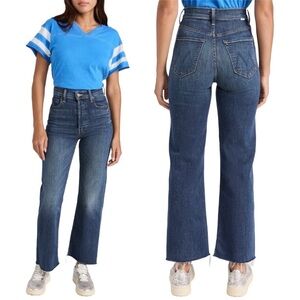 MOTHER Jeans Rambler Ankle Fray On Duty Blue Size 26